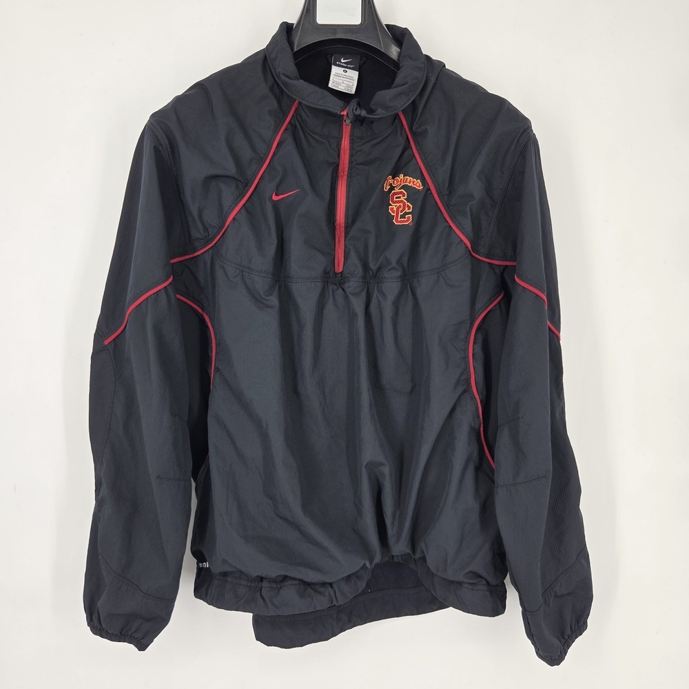 Nike Storm Fit 1/4 Zip Pullover USC Trojans  Mens Large Black NCAA Football